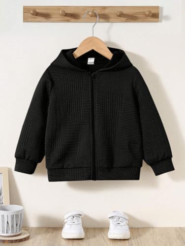 Image of URBAN OX Zipper Fleece Hoodies Jacket for Kids Boys and Girls | Fleece Sweater Black for boy Kids | Chiku Winter Sweaters for Boys and Girls | Hooded Sweatshirt