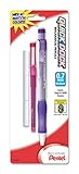 Pentel Quick Dock Colors, 0.7mm, Medium Line, 1 Pencil, 1 Refill Cartridge and 3 Erasers, Assorted Barrel and Cartridge Colors (QD7LECRBP)