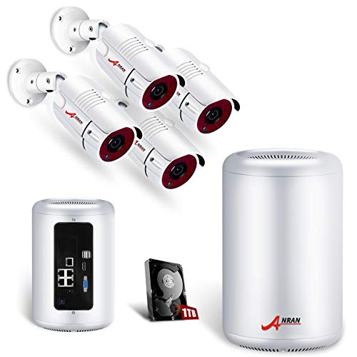 Preisvergleich Produktbild 5.0MP POE Überwachungskamera Set, ANRAN DVR-Videoüberwachungs Sets mit 4STK Überwachungskameras, Remote Heimüberwachungssystem mit 1TB Festplatte Wetterfest Fernzugriff Bewegungserkennung