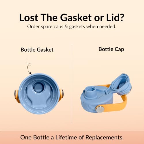 Image of Rabitat Hyde Personalized Vacuum Insulated Stainless Steel Water Bottle 1000 ml | Double Wall Vacuum Insulation|18 /8 Food Grade Steel | Leak Proof | Wide Mouth | Ring Handle | BPA Free | Happy Trails