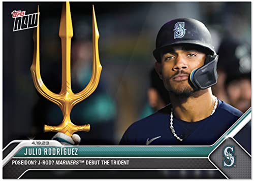 2023 Topps Now Julio Rodriguez #151- Poseidon/J-Rod? Mariners Debut The Trident - 4/19/23 - Baseball Trading Card- Seattle Mariners. Card Shipped In Protective Screwdown Holder. #TOP24