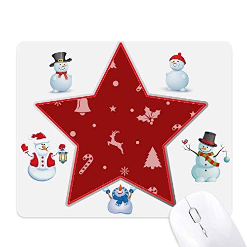 Tapis de souris elk noël antidérapant avec motif étoile et flocon de neige