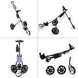 IVhomeshop Folding Golf Push Pull Cart, 3 Wheels Lightweight Golf Trolley with Cup Holder Golf Pull Cart for Golf Clubs and Golf Bag high load capacity - Image 3