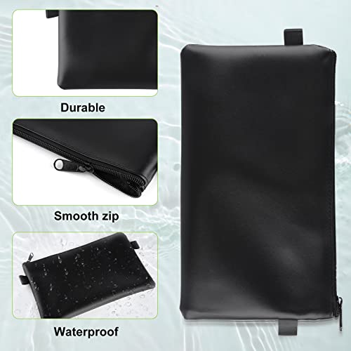 lalago 3 Stück Banktaschen aus Kunstleder 29 x 16,5 cm, Geldbeutel Geldtasche, PU Dokumententasche mit Reißverschluss, Zipper Beutel, Kosmetiktasche für Business, Haushalt, Schule (Schwarz)