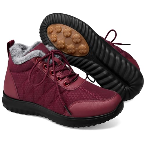 SHIBEVER Red Snow Boots for Women