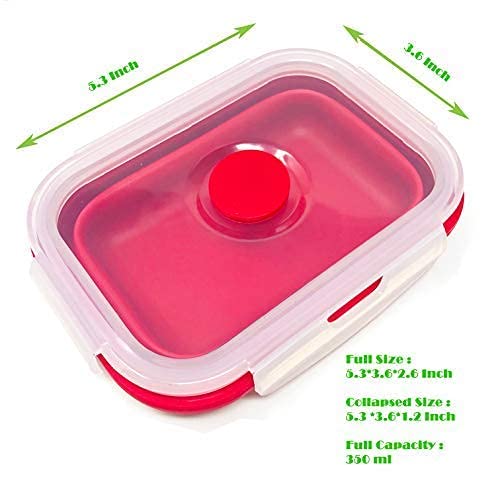 Set Of 4 Collapsible Silicone Food Storage Container, Leftover Meal Box For Kitchen, Bento Lunch Boxes, Bpa Free, Microwave, Dishwasher And Freezer Safe. Foldable Design Saves Your Space. #TOP2