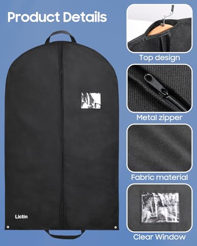 Lictin Suit Carrier Bag, Clothes Covers with Handles for Travel, Foldover Breathable Garment Bag with Handles and Gusset, 60cm*100cm - Image 6