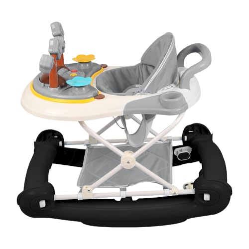 Trotteur Bébé,5 en 1 Poussette pour bébé,Boîte à Musique Cartoon Amovible,Capot pivotant à 360 degrés,poignée de poussée Haute,Jeu Bébé 6 mois...
