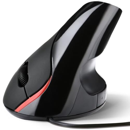 Accesorios De Computadoras, Personal Computer MOYAC Mouse Ergonómico Alarmbrico con 6 Botones, Ratón Vertical con Protección de Muñeca, dpi Adjustable (800/1200/1600), Interfaz USB Adecuada para...