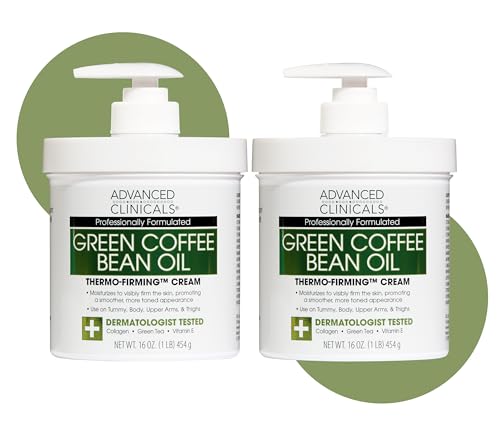 Advanced Clinicals Green Coffee Bean Thermo - Firming Body Lotion | Caffeine Infused Collagen Cream Moisturizer & Body Cream For Women, Stomach, Legs, & To Improve Look Of Textured Crepey Skin, 2pack