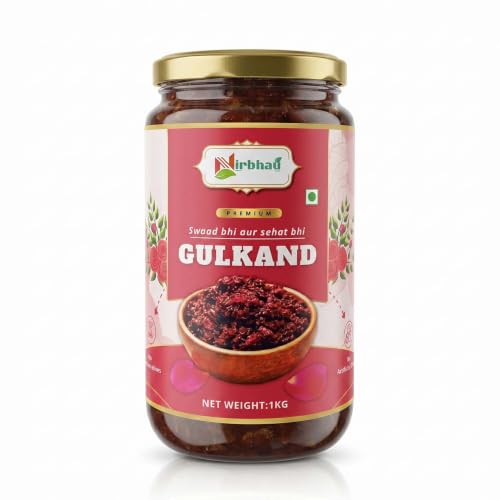 Image of NIRBHAU 1kg Premium Natural Gulkand Fresh Handpicked Rose Petals | Mishri Traditional Ayurvedic Rose Preserve for Natural Cooling | Digestive, Support Energy, Refreshment, Authentic Floral