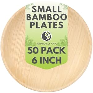 Small 6 Inch Round Palm Leaf Dessert Plates – 50 Pack – Same as Disposable Bamboo Plates for Appetizers and Cocktails – Compostable and Eco-Friendly