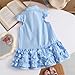 Toddler Girls Ruffle Bow Tie Neck Summer Dress Sleeveless Loose A-Line Kids Swing Babydoll Party Dresses for 1-10 Years