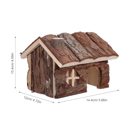 Casa de madera para hámsters transpirable con chimenea 14x12cm 3