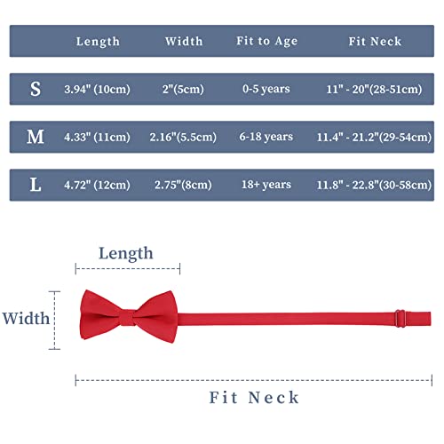 Image of WELROG Classic Pre-Tied Bow Tie for Children & Adults Solid Color Adjustable Bowtie