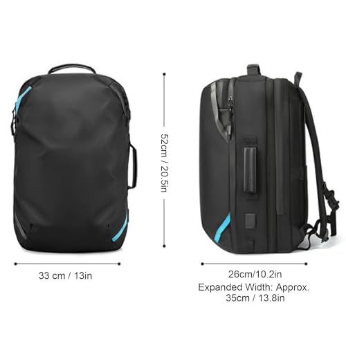 Jiawu Vacuum Travel Backpack with Pump, 30-45L Expandable Compression Backpack, Water Proof Oxford Cloth Air Vacuum Seal Backpack with USB Charging Port for Women & Men 5