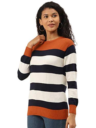 Image of Style Quotient Women's Green Striped Regular Sweaters