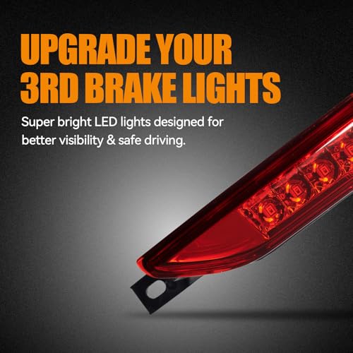 Image of Third 3rd Brake Light LED for 2011-2017 Jeep Grand Cherokee /Dodge Durango, High Mount Rear Brake Lights Assembly for 2007-2016 Jeep Compass, Waterproof Center Cab Lamp Stop Light (Red)