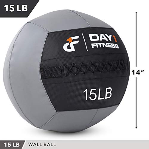 Day 1 Fitness Soft Wall Medicine Ball 15 Pounds - Exercise, Rehab, Core Strength, Large Durable Balls for TRX, Floor Exercises, Stretching - Thumbnail 2