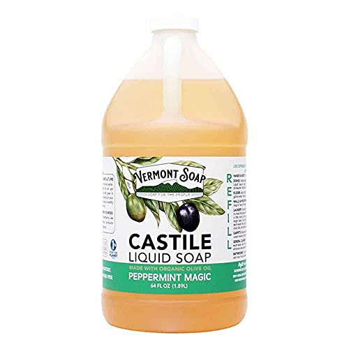 Vermont Castile Soap Peppermint, Gentle Liquid Soap for Sensitive Skin