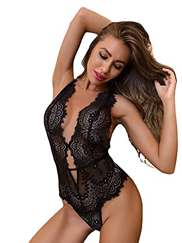 Lingerie érotique une pièce noire sans couture avec dos nu chic