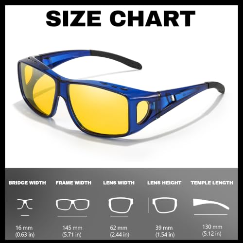 Image of Myiaur Night Vision Fit Over Glasses for Men Women Polarized Yellow Lens