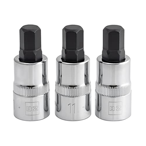 Image of BRAZEN 11mm Hex Bit Socket /Allen Driver Three Pack (1 /2 inch Drive, Short)