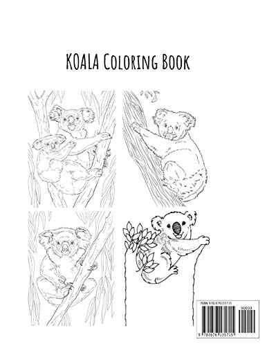 Koala Coloring Book: Koala Toy Gifts for Toddlers, Kids ages 4-8, Girls Ages 8-12 or Adult Relaxation | Cute Stress Relief Animal Birthday Coloring Book Made in USA image 4