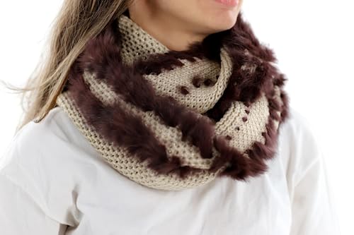 La Fiorentina Rabbit Trim Infinity Scarf - Luxurious Camel Elegance4