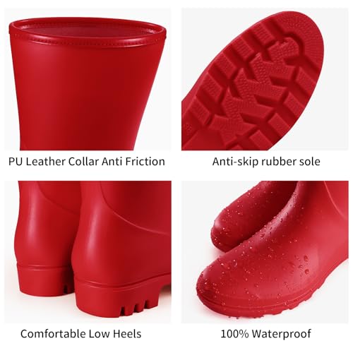 Image of Asgard Women's Mid Calf Rain Boots Waterproof Garden Shoes Slip on Rubber Boots
