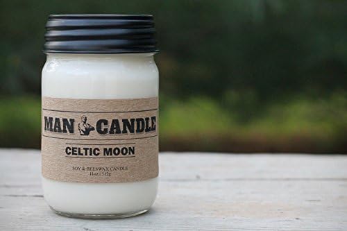 Best Man Candle - Best Soy Beeswax Candle - Premium Quality - Recyclable Mason Jar - Novel Gift - 11 Oz Large Candle - Scented Candles - Celtic Moon Scent