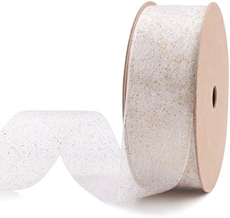 RUSPEPA 38 mm Sheer Organza Ribbon With White Stain Edges, 10 Yards(B005)