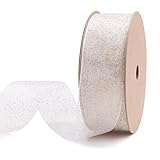 Material: 100% Nylon. RUSPEPA 26 mm Cinta De Organza Transparente con Brillo De Oro, 10 Yardas (B006)