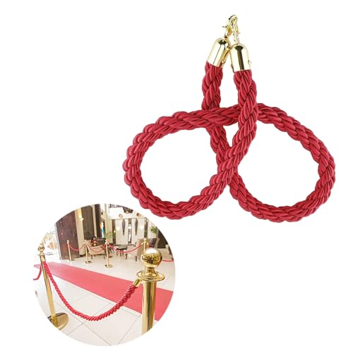 Corde de file d'attente rouge 3m anti-panique avec mousquetons inox