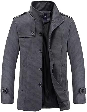 ZhenZhou trench coats for men autumn winter stand collar slim fit pu leather business style