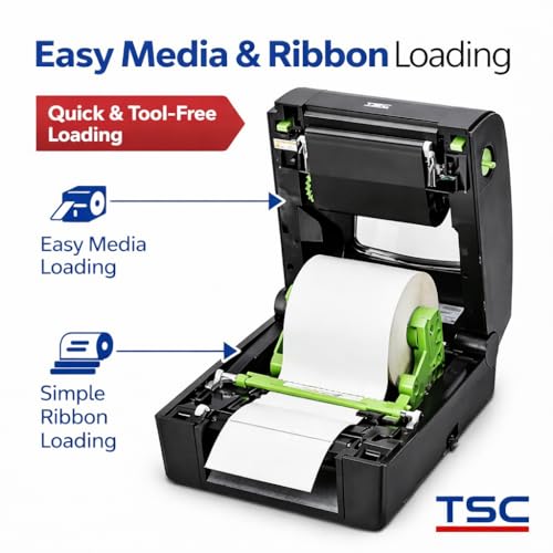 Image of TSC TH340 Desktop Barcode Label Printer | 300 DPI | Thermal Transfer & Direct Thermal | USB, RS-232 & Ethernet | for Amazon & Shipping Labels