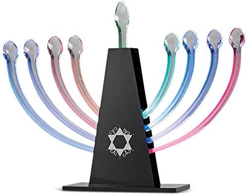 Rite Lite Acrylic Multicolor Color Changing Led Electric Menorah, Menorahs In Green Size: 13.50 L X 2.75 W X 10.00 H