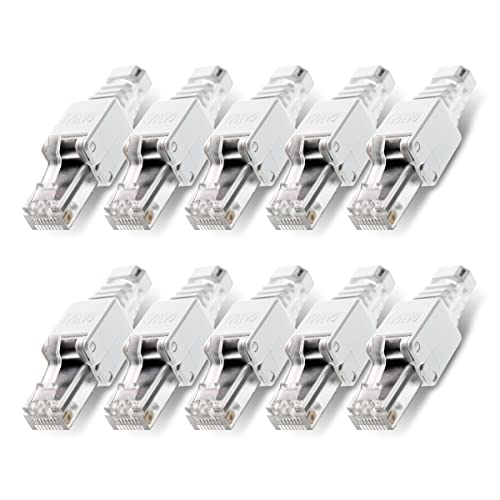 10 x conectores de red sin herramientas RJ45 CAT6A LAN cable de hasta 7,5 mm conector sin herramientas CAT7 CAT6 CAT5 cable de conexión cable de red cable de red modular conector crimpadora Cover
