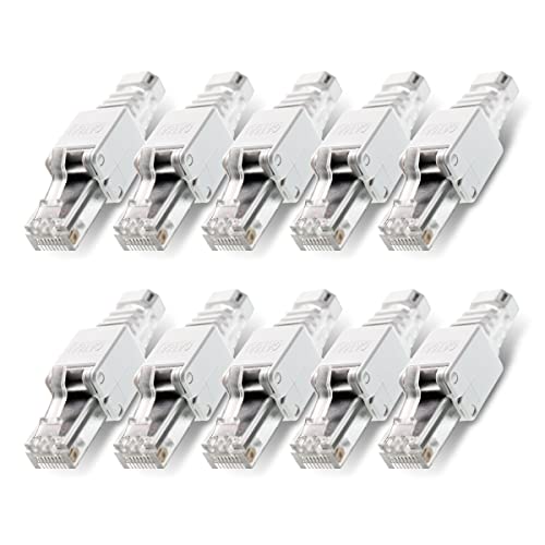 10 x conectores de red sin herramientas RJ45 CAT6A LAN cable de hasta 7,5 mm conector sin herramientas CAT7 CAT6 CAT5 cable de conexión cable de red cable de red modular conector crimpadora