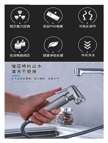 Robinet de cuisine extractible avec bidet spray et commande eau chaude et froide - 7