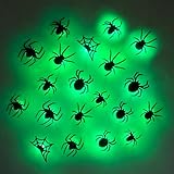 Decoración de Halloween, 18 arañas Luminosas 3D, Accesorios de araña de Broma para Interiores y Exteriores, Jardín, Puerta, Ventana, Casa embrujada, Pegatinas de Pared, Decoración Realista de araña