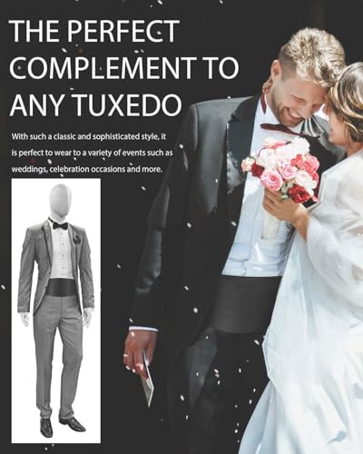 TPZORJX 1 pcs Satin Kummerbund Herren Schwarz Kummerbund Männer für Smoking Frack Anzug Hemd, Verstellbar Band - Schwarz