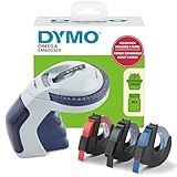 DYMO rotuladora de estampación con tres cintas de etiquetas | Kit de iniciación de rotuladora de estampación Omega | Diseño pequeño, ergonómico y con sistema de giro y clic | €, Ñ, Å, Æ y Ø