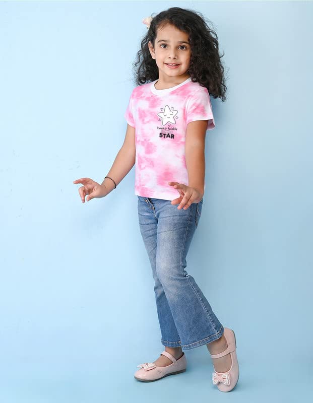 Image of Nusyl Girls Star Printed tie & dye Tshirt - NUGTDTSH0229