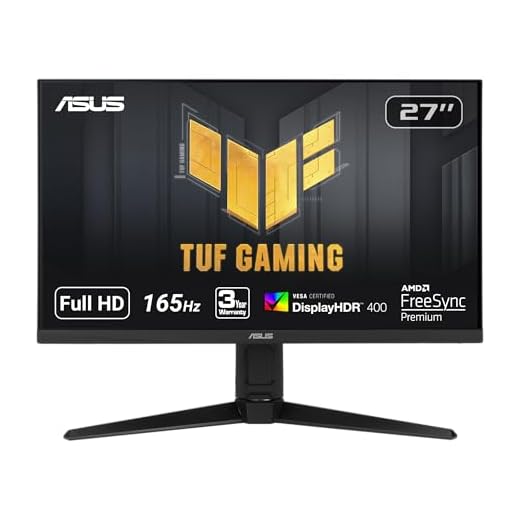 ASUS TUF Gaming VG279QL1A 27” HDR Gaming Monitor, 1080P Full HD, 165Hz (Supports 144Hz), IPS, 1ms, FreeSync Premium, DisplayHDR 400, Extreme Low Motion Blur, Eye Care, HDMI DisplayPort