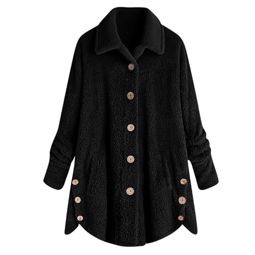 Veste polaire pour femme manteau d'hiver chaud et pelucheux à boutons