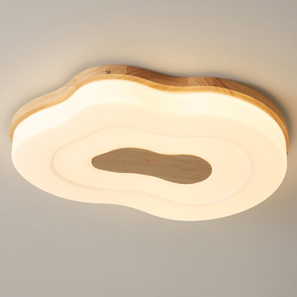 JXYDJH Oak Wood Flush Mount Ceiling Light Fixture LED Hallway Lighting Fixtures with Acrylic Lamp Shade Farmhouse LED Lights Minimalist Beige Ceiling Lamp for Bedroom Hallway Laundry 19.7"