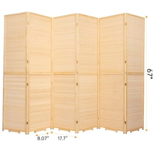 Bamboo Mesh Woven Room Divider 5.6FT,6 Panel Folding Privacy Screen,Beige by JVVMNJLK - Used condition - Image 2