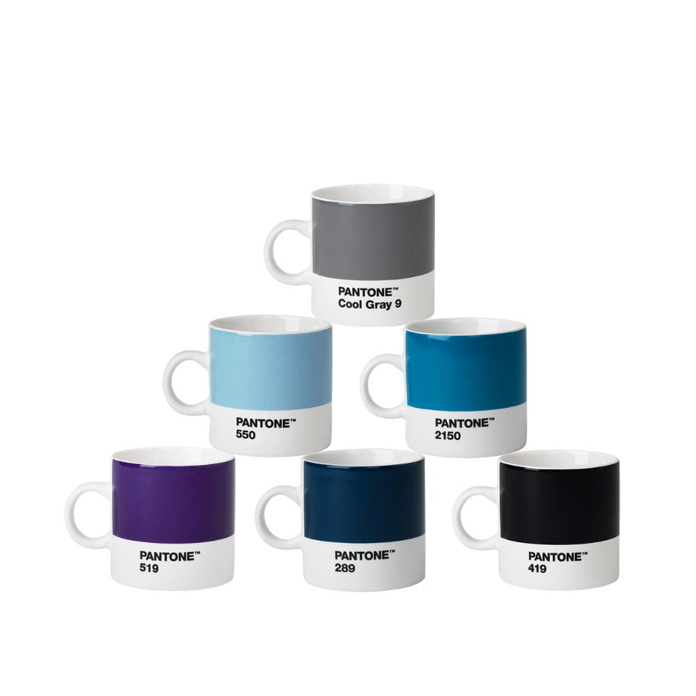 Pantone Espressotassen 6er Set, Porzellan, Espressobecher, 120 ml, spülmaschinenfest, Blautöne …