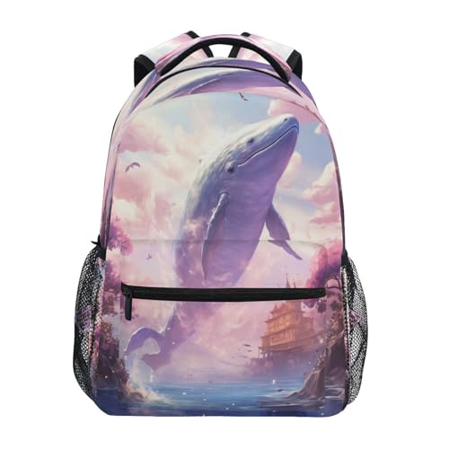 Sac à dos scolaire baleine de mer cartable enfant filles garçons léger